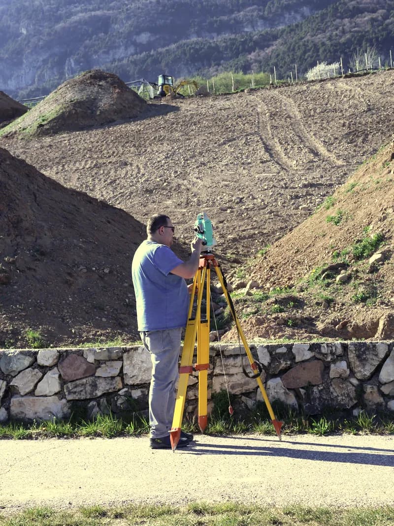 Geometer Peter Anegg bei der Vermessung